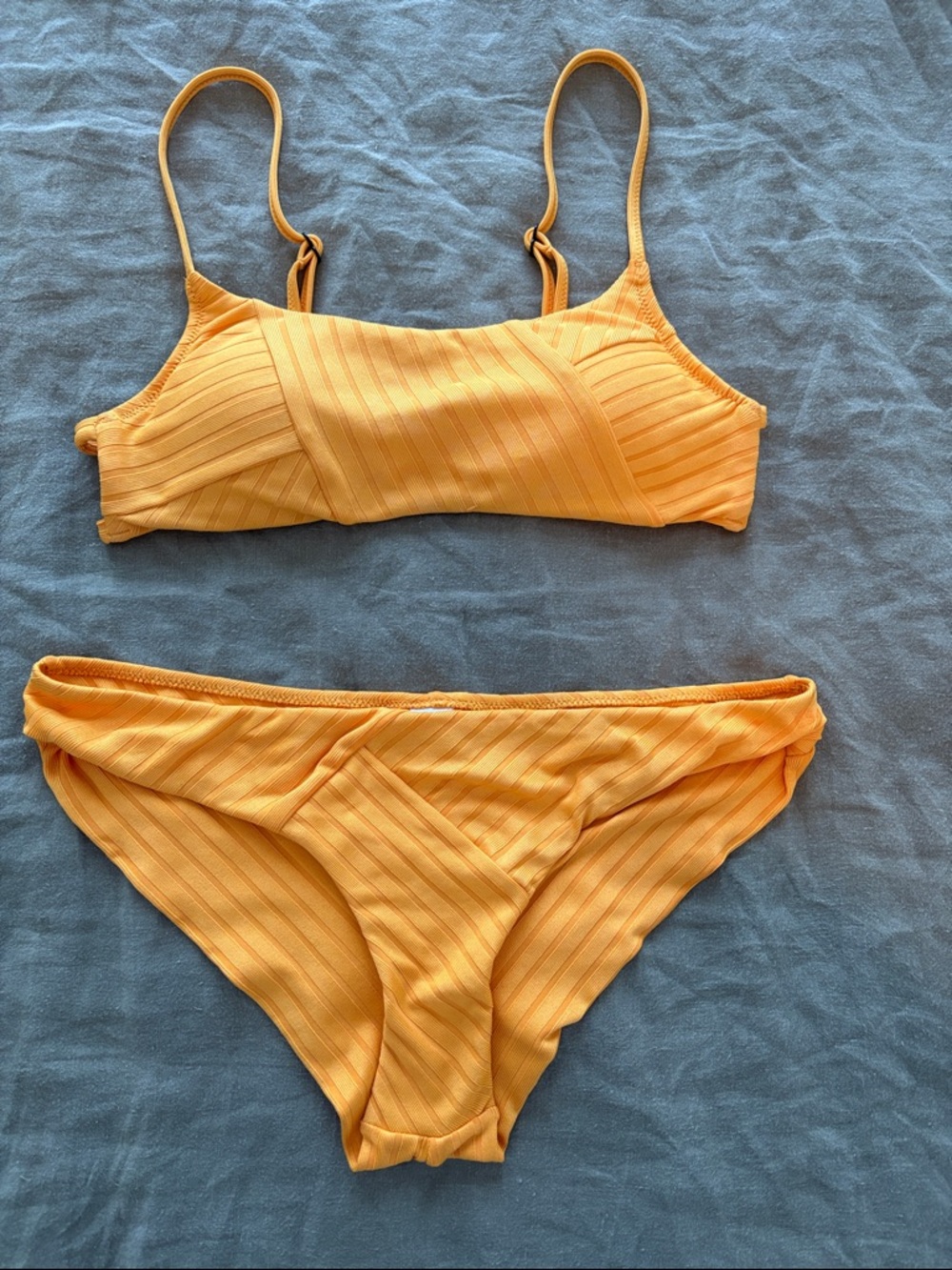 Everyday Sunday Yellow Ribbed Two-Piece Bikini – Scoop Bralette & Classic Bikini